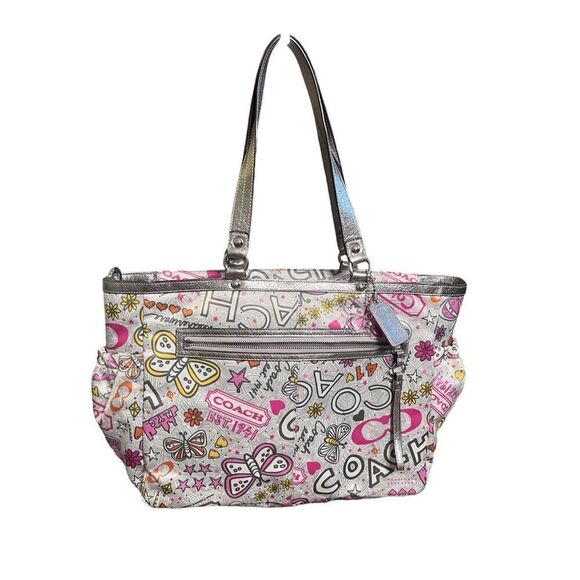 COACH POPPY BANDANA BUTTERFLY XL MULTIFUNCTION TOTE GUC - Picture 1 of 7